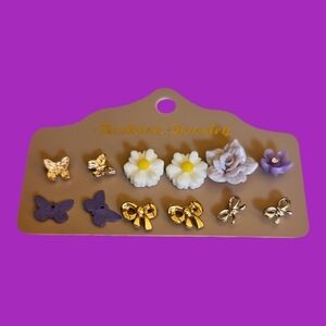 VTG Coquette Butterfly Flowers Bows Post Stud Earrings